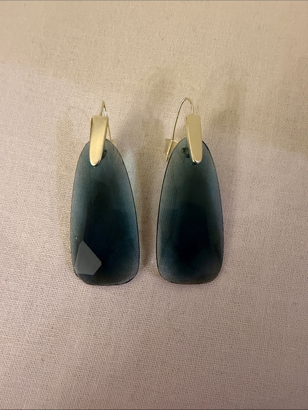 Kendra Scott Teal Faceted Drop Earrings with Gold Accents